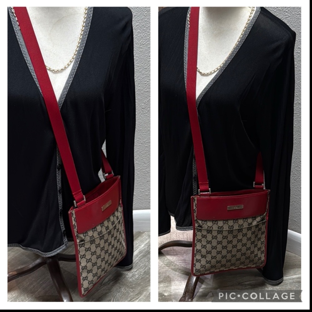 Authentic Gucci GG Monogram Leather & Canvas Crossbody, Care Card & Dust Bag - Picture 8 of 16